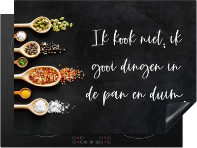 Produktbild von KitchenYeah© Herdabdeckplatte Ich werfe Dinge in die Pfanne und den Daumen - Küche - Zitate - Humor , 71x52cm, Küche Deko, Glaskeramikkochfeld Herdabdeckung, Abdeckplatte fùr Kochfeld