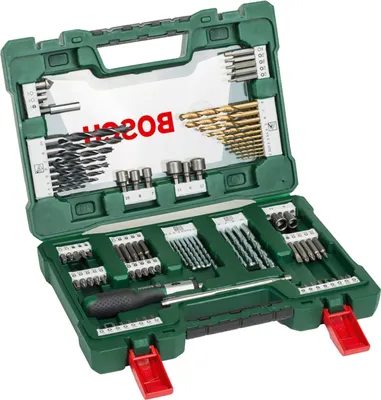 Produktbild von Bosch 91tlg. Titanium-Bohrer- und Bit Set V-Line (für Holz, Stein und Metall, inkl. Ratschen-Schraubendreher und Magnetstab, Zubehör Bohr- und Schraubwerkzeuge)