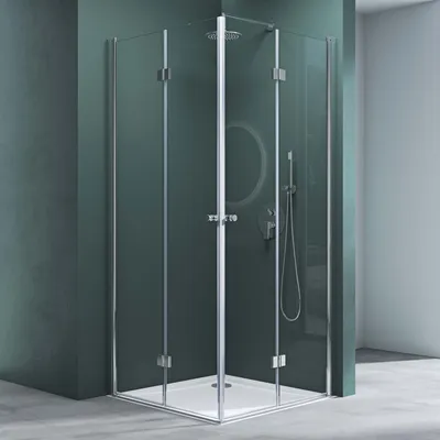 Produktbild von Mai & Mai Duschkabine Falttür 180° Klarglas 75x90x190cm ESG Klappbar & Faltbar Duschtür Lotus-Effekt NANO Eckeinstieg R26