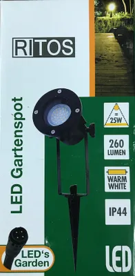 Produktbild von Ritos LED's Garden LED Gartenspot mit Erdspieß 3W schwarz warmweiß 3000K