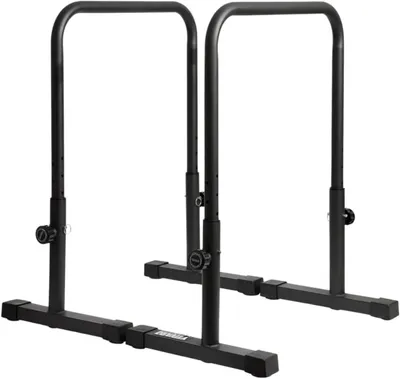 Obrázek produktu pro Fitnessové bradlové hrazdy – sada parallet – pro posilování – nastavitelné úchopy – velká velikost – černá barva