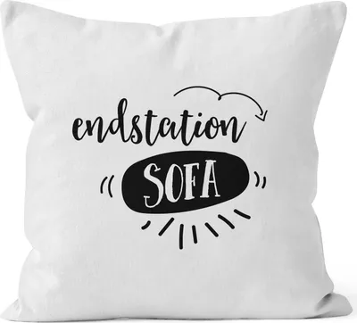 Produktbild von Kissenbezug - Endstation Sofa - Baumwolle 40x40 Kissenhülle Dekokissen Moonworks weiß unisize