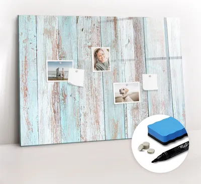 Produktbild von Magnetpinnwand Memoboard - Zubehörsatz - Schwarzer Marker + Schwamm + Magnete - 100 x 70 cm - Pastellholz