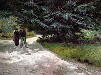 Obrázek produktu pro Vincent Van Gogh Art Print Obraz - Muž a žena v parku, Básníkova zahrada (60 x 80 cm)