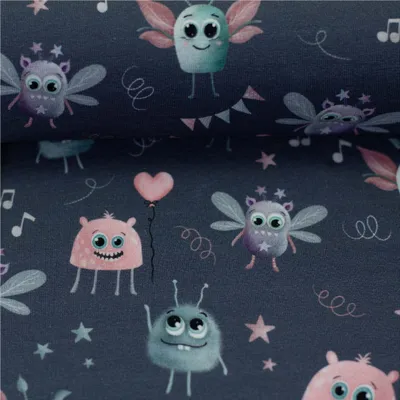 Jersey-Stoff Monsta by Mrs. Mint Design ab 0,5x1,6m graphit