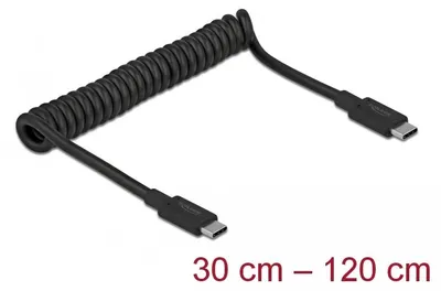 Produktbild von USB 3.2 Gen 2 Spiralkabel, USB-C Stecker > USB-C Stecker (schwarz, 1,2 Meter,  PD)