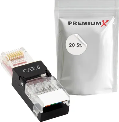 Produktbild von PremiumX 20x Netzwerkstecker ungeschirmt RJ45 CAT6 LAN Stecker Plug Connector Netzwerk