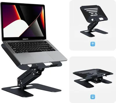 Produktbild von Aluminium-Laptop-Stand für 10-17 Zoll Notebooks, , Höhenverstellbar, Lüftung, Bürostuhl, Notebook-Halter, für MacBook Pro/Air, Dell, Lenovo, Huawei