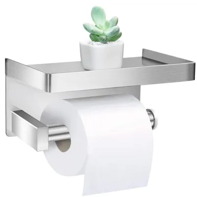 Image de Porte-papier hygiénique en acier inoxydable SUS304. Convient pour la salle de bains, la cuisine et les toilettes (couleur argent).