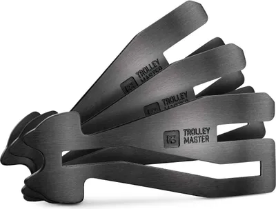 Produktbild von FABACH 3 x Trolley Master Stainless Steel Series - Edelstahl Einkaufswagenlöser Schlüsselanhänger für ALLE Einkaufswagen - Einkaufswagenchip Schlüsselanhänger öffnet Frontlader- und Seitenschubfach