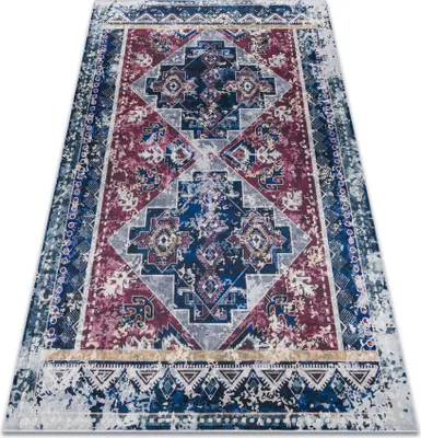 Obrázok produktu pre ANDRE 1136 umývací koberec orientálne vintage protišmykový - bordó / modrý Vícebarevný 120x170 cm