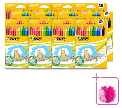 Productafbeelding van 12 BIC waskrijtjes - verschillende kleuren - 12 stuks - voordeelverpakking - 12 stuks