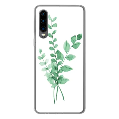 Produktbild von MuchoWow® Handyhülle Schutzhülle Hülle für Huawei P30 Aquarelle - Blätter - Pflanzen Silikon Softcase Handy Hülle - Kartenbesitzer