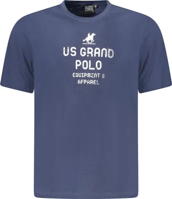 Immagine prodotto di T-shirt da uomo a maniche corte blu con stampa del logo e design a girocollo