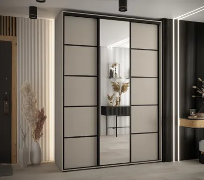 Obrázok produktu pre Šatníková skriňa INDIRA 5 - 170/45 cm, kašmír / čierna