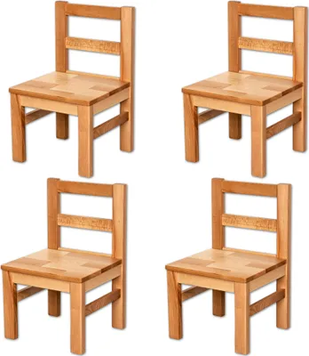 Produktbild von Vierer Set: Bubema Kinderstuhl aus massiver Kernbuche, Natur geölt, extra stabil