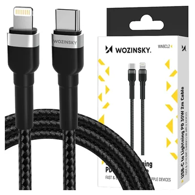 Produktbild von Wozinsky 5907769308765, 2 m, Lightning, USB C, Stecker, Stecker, Schwarz