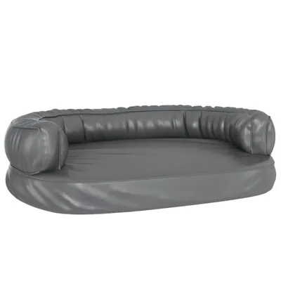 Produktbild von vidaXL Hundebett Ergonomisch Schaumstoff Grau 75x53 cm Kunstleder