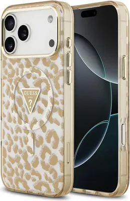 Obrázek produktu pro GUESS case passend für IPHONE 17 Pro compatible with MagSafe GUHMP17LHLEGTGLW (PC TPU W/ Leopard Glitter) brown