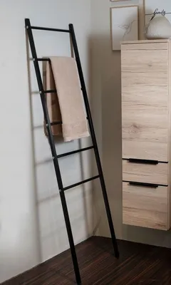 Produktbild von Handtuchständer schmal Handtuchleiter 6 Sprossen Metall schwarz