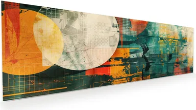 Produktbild von Glasbild 120x40cm in XXL für Wohnzimmer, Schlafzimmer Motiv Abstrakte Geometrie