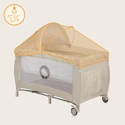 Produktbild von Lionelo Sven Plus 2in1 Baby Bett Laufstall Baby bis 15 kg Wickelauflage luftige Seitenwände mit Seiteneingang - Beige Latte
