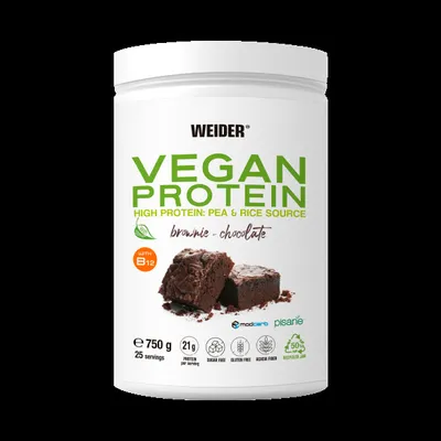 Obrázok produktu pre Weider Vegan Protein 750 g čokoláda-brownie / Rastlinné proteíny / Chutný rastlinný proteín obsahujúci hrachový izolát, ryžový proteín a rastlinné extrakty