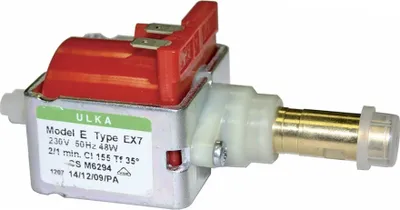 A close-up studio shot of a ULKA Model E Type EX7 pump.