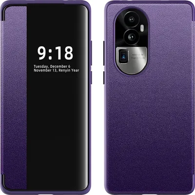 Produktbild von Oppo Reno10 Pro+ Hülle, Schlank Kunstleder Klapp Ledertasche Schutzhülle für Oppo Reno10 Pro+ Lila