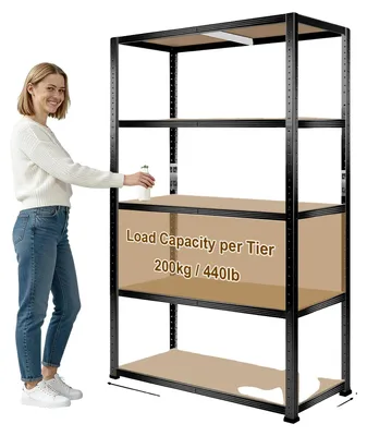 Image de Système de support, conception à 5 niveaux, capacité de charge de 1000 kg, couleur noire, dimensions 90 x 40 cm