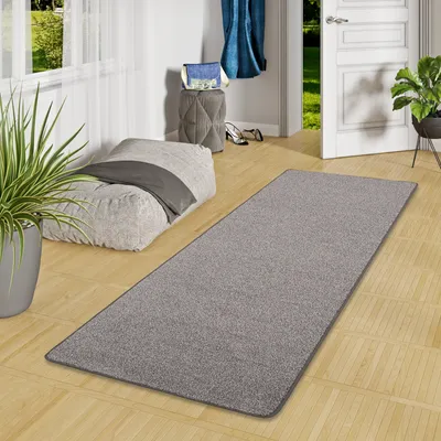 Produktbild von Hochflor Velours Läufer Teppich Luna Mix Grau, Größe:100x100 cm