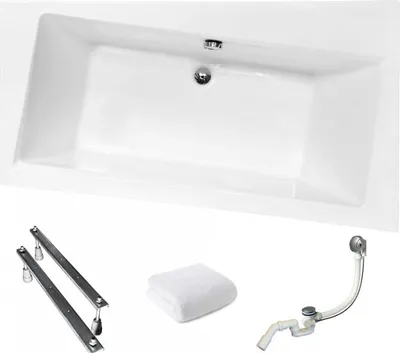 Produktbild von Aqua For You | Badewanne - Besco Infinity - 150 x 90 cm - Rechts - Asymmetrisch – Acryl – Mit Siphon und Füßen – Modern – Duschbadewanne geeignet