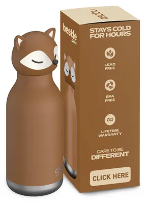 Produktbild von Asobu® Kindertrinkflasche BESTIE mit Strohhalm 460ml - FUCHS