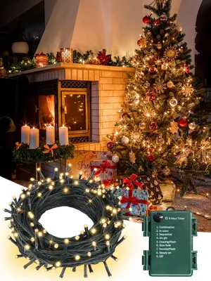 LED-Lichterkette 5 m, 50 warmweiße LEDs, 8 Modi, batteriebetrieben