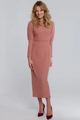 Produktbild von Makover Midikleid für Frauen Blanchevere K079 rosa M