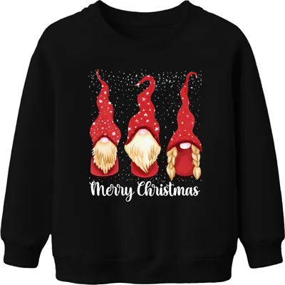 Zdjęcie produktu dla Wesołych Świąt Szwedzkich Świąt Bożego Narodzenia - Gnome Christmas Gift Christmas Uni Kids Christmas Jumper, Czarny, 116