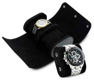 Image de Étui de voyage pour 2 montres, en cuir synthétique PU, couleur noire