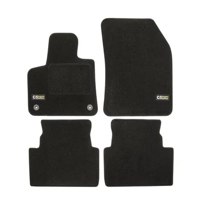 Image de Logo Tapis De Sol Noir Velours Sur Mesure Pour Citroen C5 Aircross Depuis 2018 4pcs, Base Antidérapante, Tapis conducteur renforcé