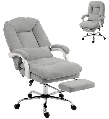 Produktbild von Ergonomischer Bš¹rostuhl, verstellbarer Samt-Bš¹rostuhl mit Lendenwirbelstš¹tze, h?henverstellbar, hellgrau