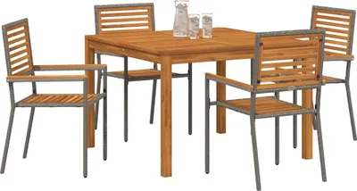 Image de vidaXL Ensemble de salle à manger de jardin 5 pièces gris bois massif acacia