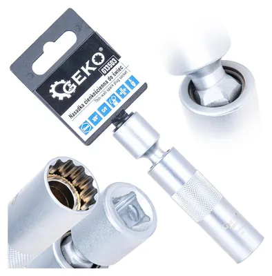Obrázok produktu pre Nástrčná hlavica - kľúč na sviečky 16mm, 3/8'', s kardanovým kĺbom, tenkostenná, CrV, Geko