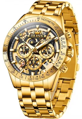 Produktbild von OLEVS PG-42032 Herrenuhr Gold-Schwarz mit Edelstahlarmband KP42032