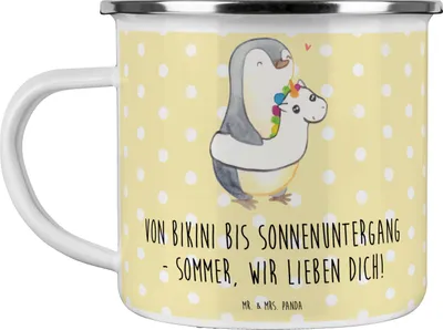 Produktbild von Mr. & Mrs. Panda Pott Sommer Meer Strand - Gelb Pastell - Geschenk, becher emaille, Strandurlaub, Kaffeepott, Kamin, Sommerferien, Teetasse, Handtücher, Urlaub Am, Küste
