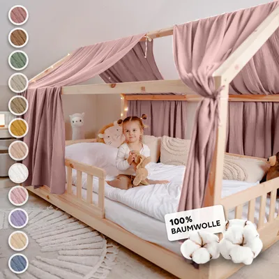 Produktbild von Hausbett Himmel 2er-Set aus 100% Musselin - für Kinderbett