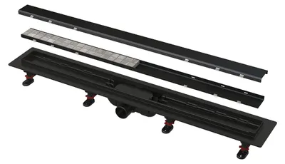 Productafbeelding van Alcadrain APZ19BLACK: Eenvoudige douchegoot met rand voor een rooster aan beide zijden, 950 mm
