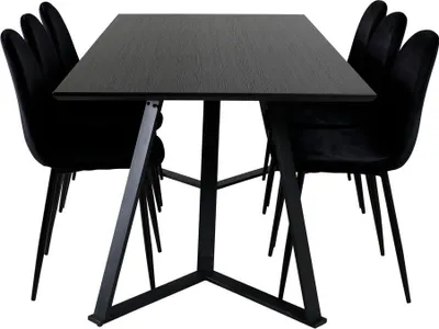 Image de MarinaBLBL ensemble table, table noir et 6 Polar chaises Velours noir.