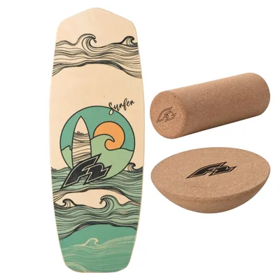 Produktbild von F2 Set Balance Board Tompstone 74x27cm + Halbkugel und Korkrolle