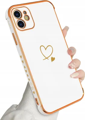 Zdjęcie produktu dla Etui iPhone 12 Silikonowe Złote Serce galwanizowane błyszczące Ochronne