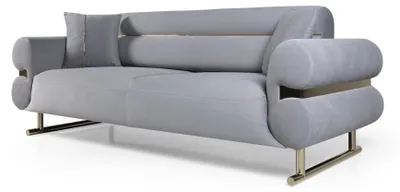 Immagine prodotto di Lussuoso divano a tre posti grigio con schienale regolabile e funzione letto