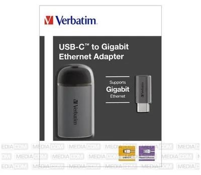 Produktbild von Verbatim 49146, USB 3.2 Gen 1 (3.1 Gen 1) Type-C, Schwarz, Silber, RJ-45, Metall, USB, 5 - 40 °C